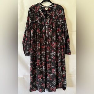 Aria Velour Nightgown Sleep Dress Size 2X Dark Floral Long Sleeve Whimsigoth